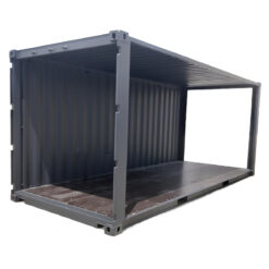 dry 20ft container with cut out walls diagonal front view